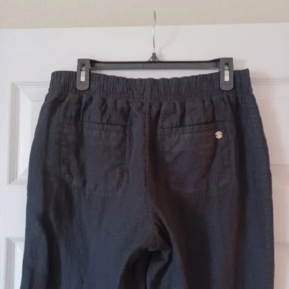 EUC Lilly Pulitzer "Deri" Black Woven Linen Wide-Leg Palazzo Pants Size Small - Picture 7 of 11